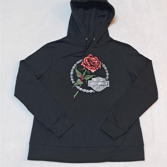 Harley-Davidson "Skull in the Rose" Hoodie - Women's size LARGE - Picture 2 of 10